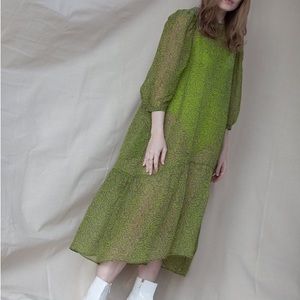 Ali Golden Peasant Dress